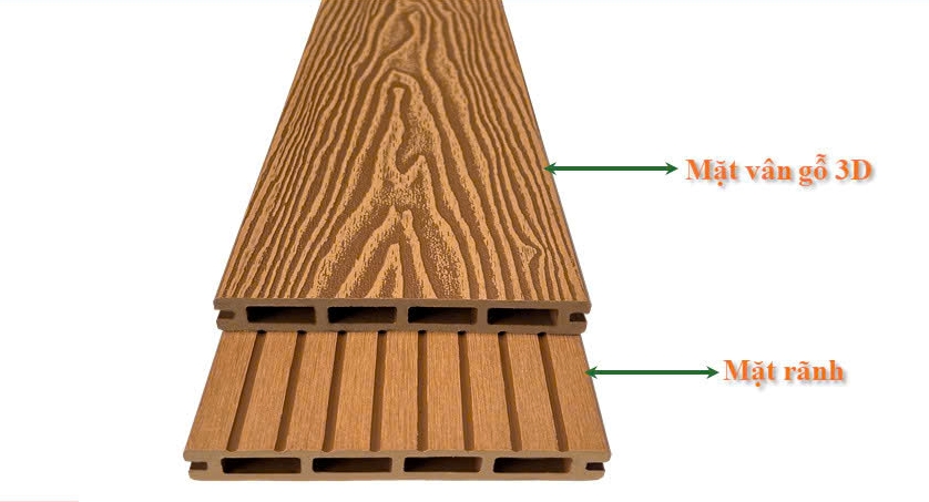 Sàn gỗ nhựa ngoài trời 3D 145x22